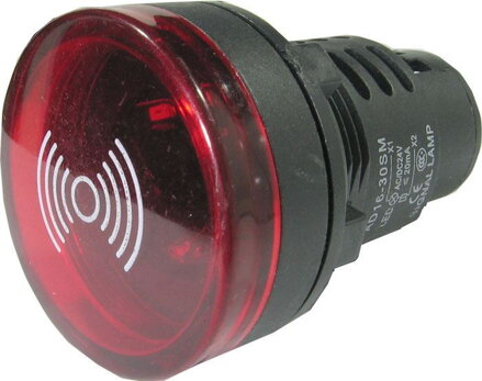 LED kontrolka 12V 37mm, červená s bzučiakom