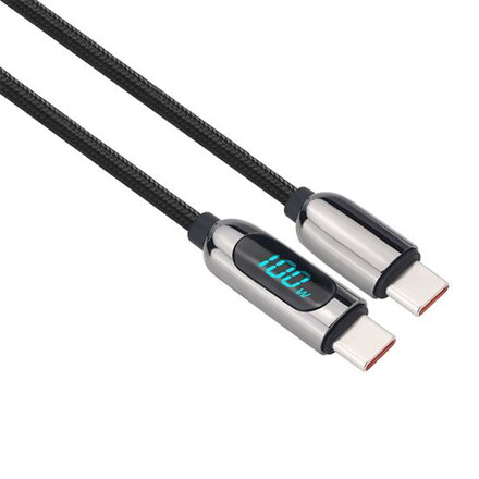 Solight USB-C kábel s displejom, 100W, 2m