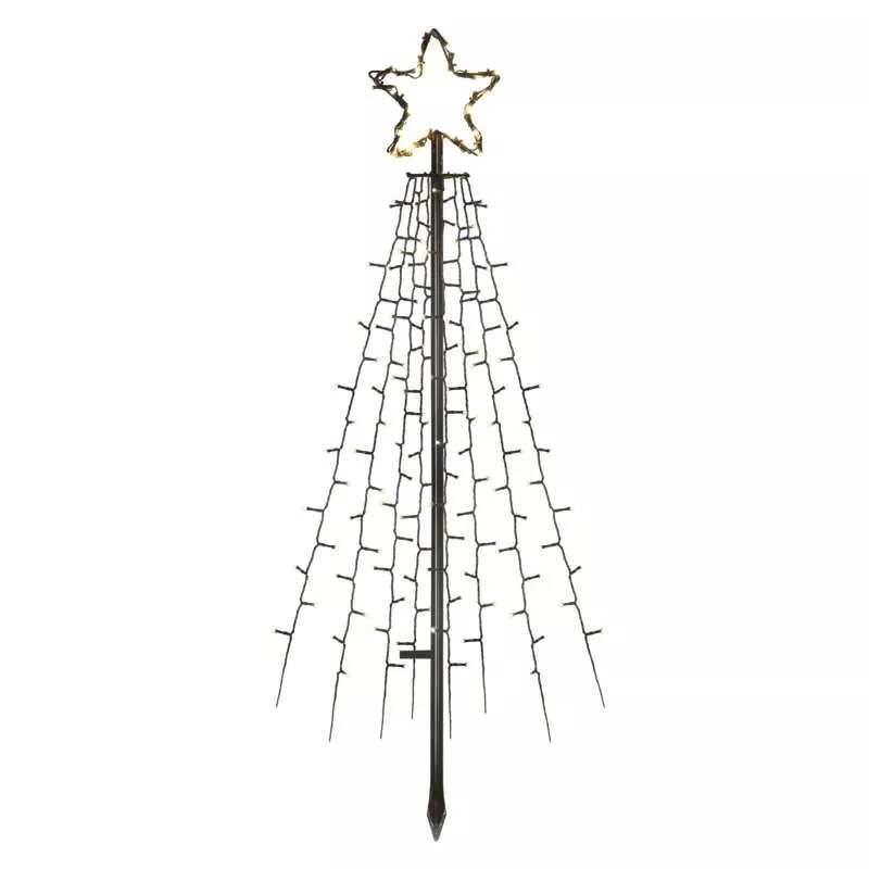 LED vianočný strom kovový, 180 cm, IP44,  teplá biela, časovač