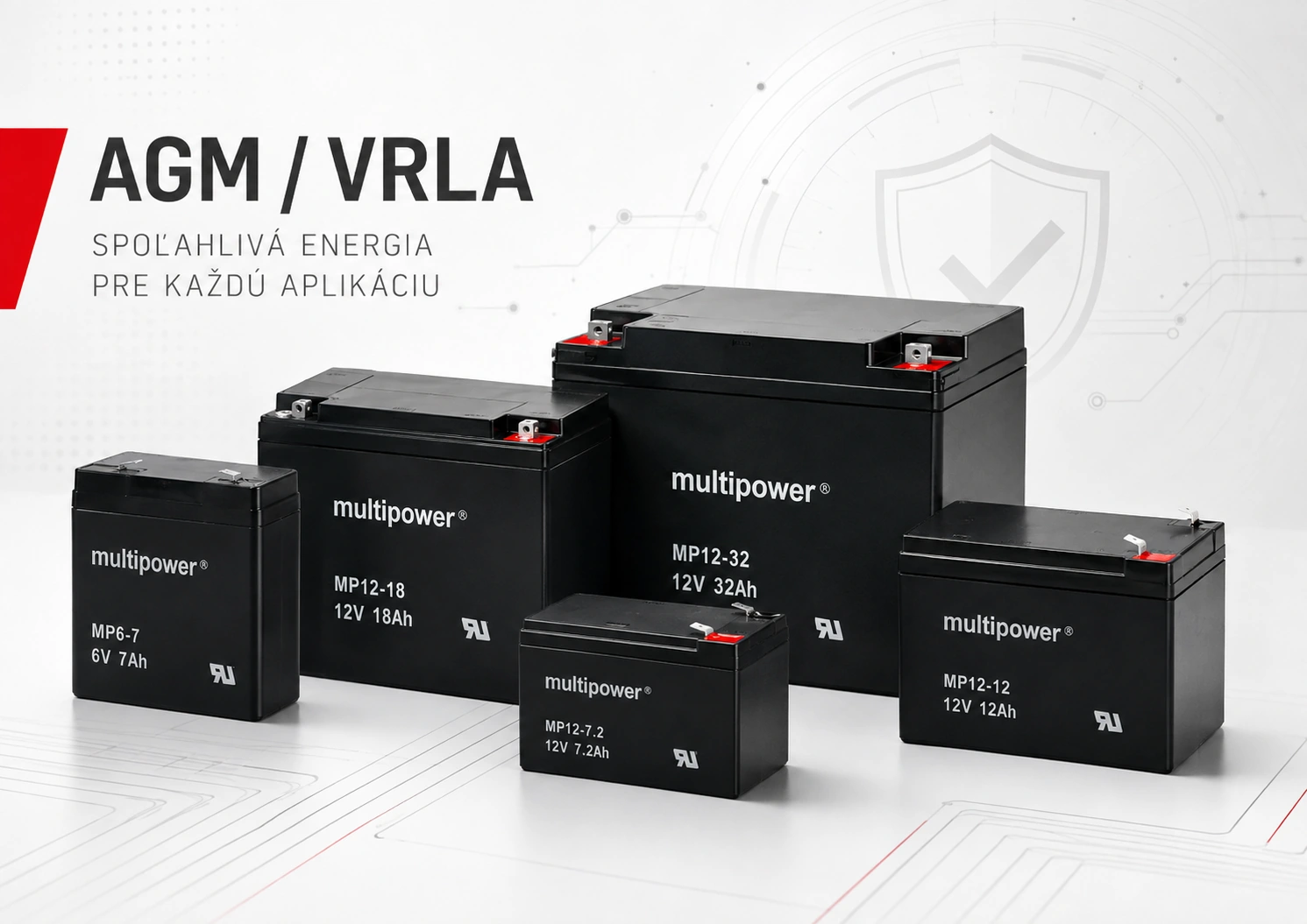AGM a VRLA akumulátory 6 V a 12 V pre UPS, alarmy a záložné napájanie