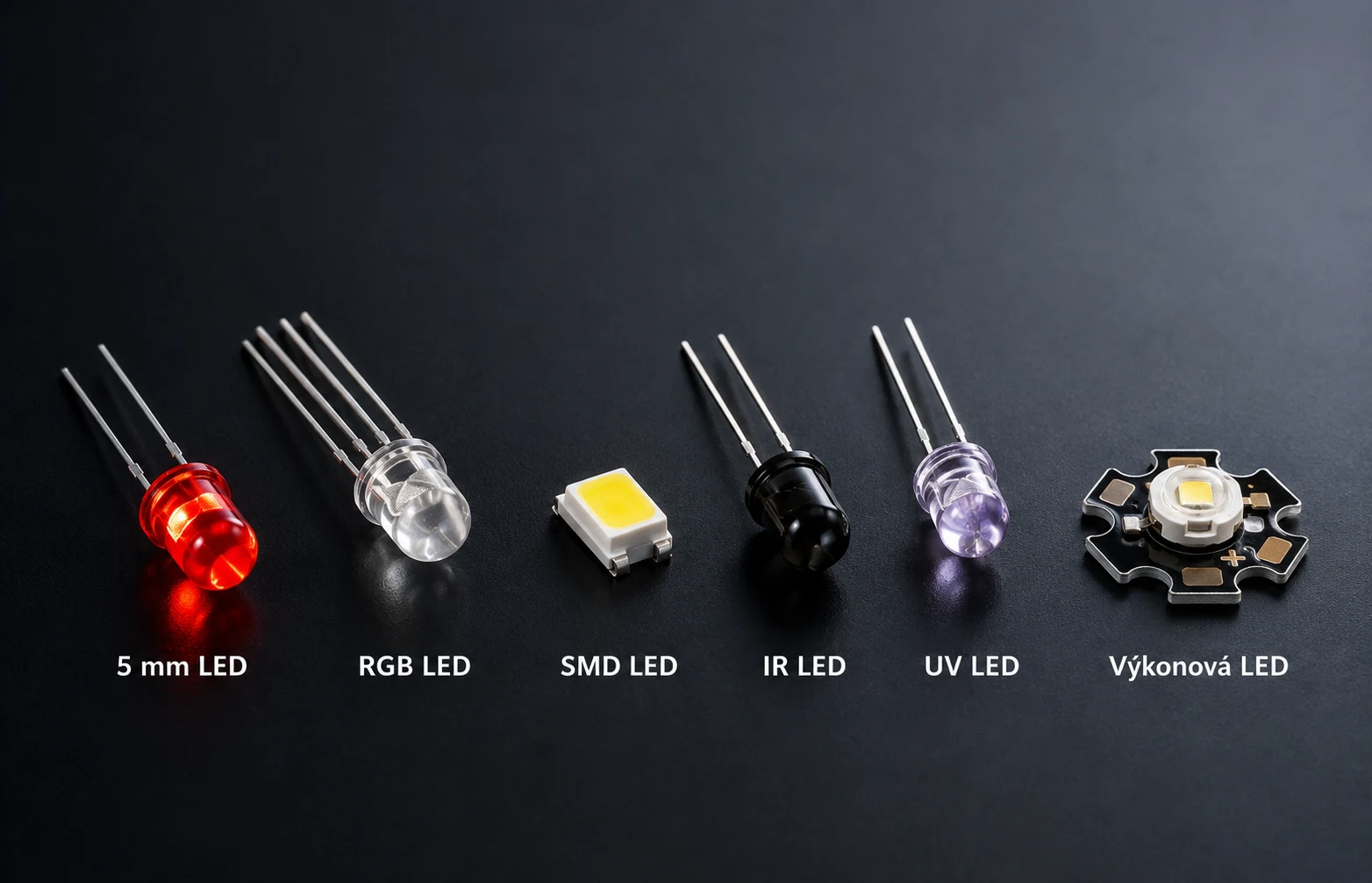 Klasické RGB SMD IR UV a výkonové LED diódy