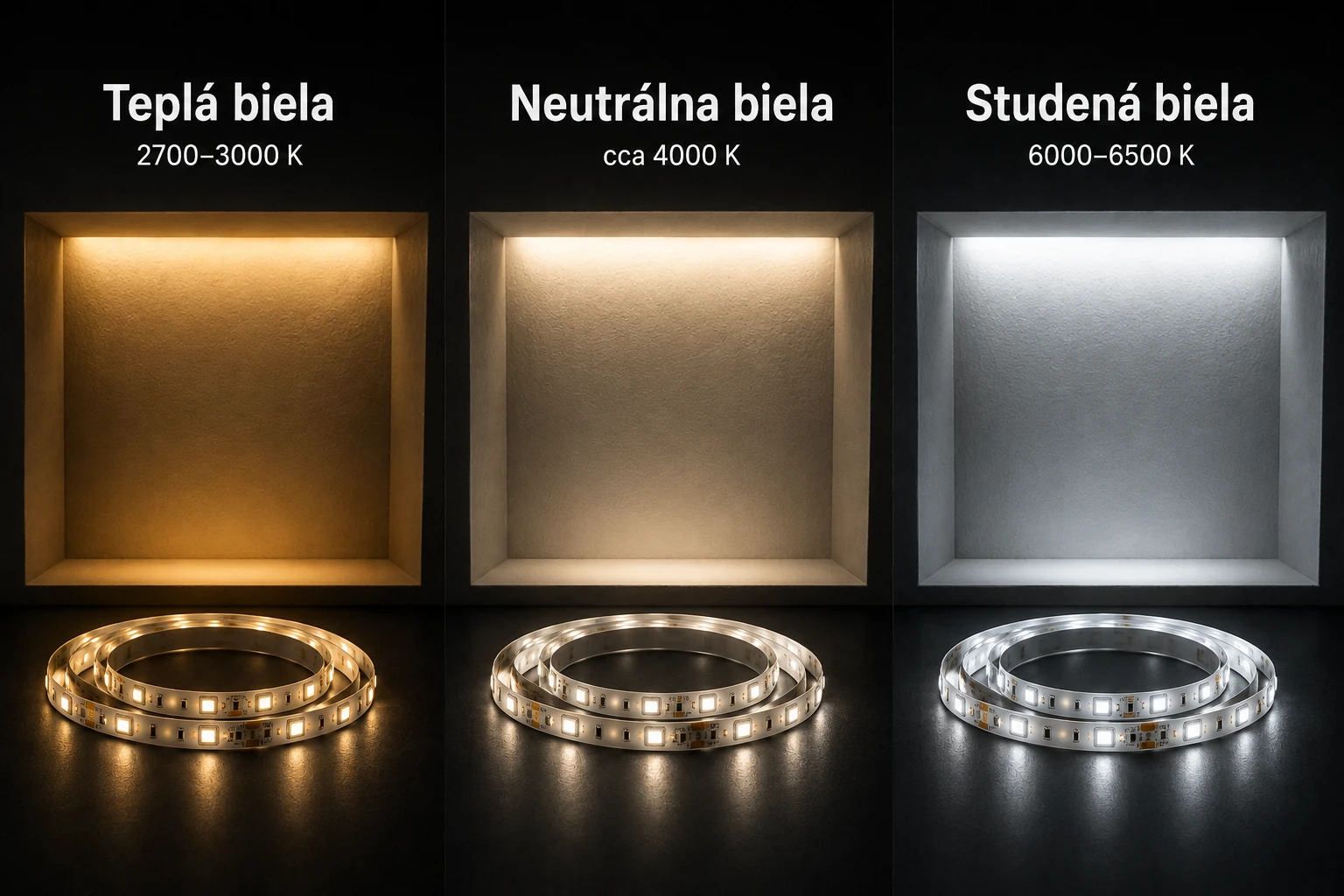 Porovnanie teplej neutrálnej a studenej bielej LED pásika