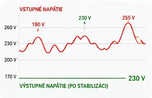 Kolísanie vstupného napätia a stabilizovaný výstup
