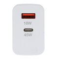 Sieťová nabíjačka 45W biela, USB-A + USB-C