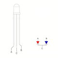 LED dióda 5mm červeno/modrá - spoločná katóda