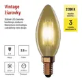 LED žiarovka Vintage sviečka, E14, 2.5W, 225 lm, Teplá biela 