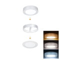 LED panel 2v1, 3CCT, podhľadový / prisadený, 12W, 1020lm, IP54, strieborny, okrúhly
