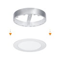 LED panel 2v1, 3CCT, podhľadový / prisadený, 12W, 1020lm, IP54, strieborny, okrúhly