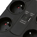 Predlžovací prívod s prepäťovou ochranou, 8z, USB A+C, 2m, čierna