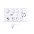 Predlžovací prívod s prepäťovou ochranou, 8z, USB A+C, 2m, biela