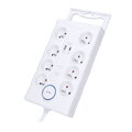Predlžovací prívod s prepäťovou ochranou, 8z, USB A+C, 2m, biela