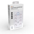 Predlžovací prívod s prepäťovou ochranou, 8z, USB A+C, 2m, biela