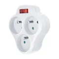 Rozbočovač SOLIGHT P99, 3x10A s vypínačom, biely trojuholník