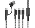 Multikábel 4v1 USB-A / Lightning, USB-C, microUSB, 1,2m čierny