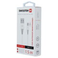 Šnúra USB - USB-C 3.1 1.5m biela (dlhší konektor 9mm)