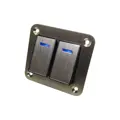 Hliníkový panel s 2 vypínačmi Rocket switch 12/24V - modré podsvietenie