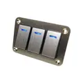 Hliníkový panel s 3 vypínačmi Rocket switch 12/24V - modré podsvietenie