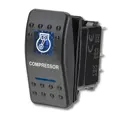 Podsvietený kolískový vypínač 12V/20A, modrý, COMPRESSOR