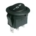 Prepínač 3pin/3polohy okrúhly 230V čierny ON-OFF-ON