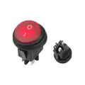 Okrúhly vodotesný kolískový vypínač 6A/250V IP65, červený podsvietený