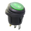 Okrúhly vodotesný kolískový vypínač 6A/250V IP65, zelený podsvietený