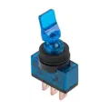Prepínač páčkový 3pin/2polohy podsvietený modrý 12V