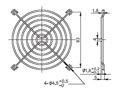 Kovová mriežka ventilátora 92mm 