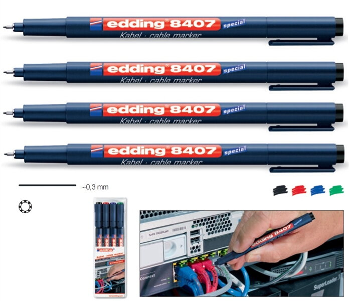 Устройство маркеров. Маркер Edding 8407. Набор маркеров Edding 8407 перманентных для кабеля, 0,3мм, 4 цвета. Набор маркеров Edding 8407/4s 4-8407-4. Маркеры для кабелей Edding e-8407/4s.