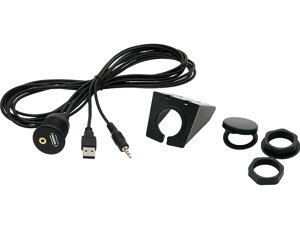 Montážny USB kábel + AUX, 2m s držiakom