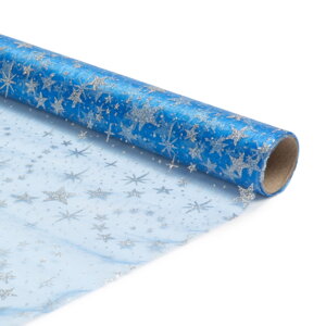 Vianočný behúň na stôl - modrý/strieborný 180 x 28 cm