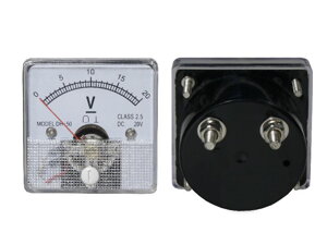 Analógový voltmeter 20 VDC, štvorec