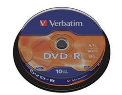DVD-R 4,7GB 16x 10ks v cake obale, Verbatim