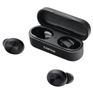 Canyon CNE-CBTHS1B True Wireless Bluetooth slúchadlá do uší, nabíjacia stanica v kazete, čierne