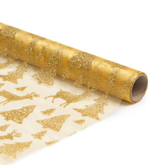 Vianočný behúň na stôl - zlatý - 180 x 28 cm
