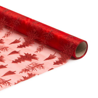 Vianočný behúň na stôl - červený/červený - 180 x 28 cm
