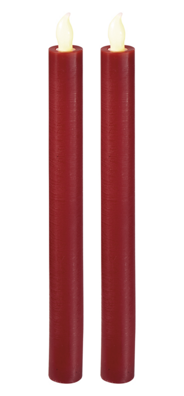 LED sviečky, 25cm, metalické červené, 2× AAA, jantarová,2 ks