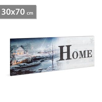 LED obraz "Home - zimná krajina" 30x70cm, 19xLED 2xAA