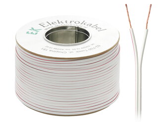 Reproduktorový kábel 2x1.0mm, biely s červeným pruhom