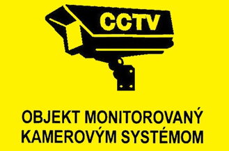 Výstražná samolepka CCTV, 75x105mm žltá