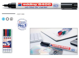 Čierny popisovač CD/DVD/BD Edding 8400