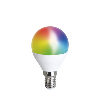 LED SMART WIFI žiarovka, miniglobe, 5W, E14, RGB, 400lm