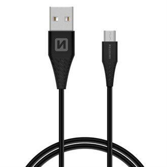 Šnúra USB - microUSB 1.5m čierna (dlhší konektor 9mm)