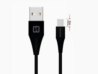 Šnúra USB - USB-C 3.1 1.5m čierna (dlhší konektor 9mm)
