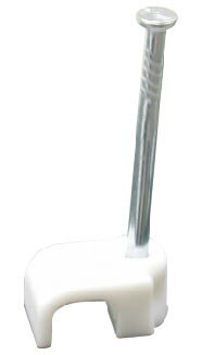 Úchyt kábla plochý biely s klincom 6mm (100ks)
