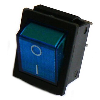 Prepínač 4pin/2polohy podsvietený modrý široký 12V