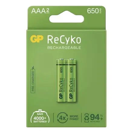 Batérie AAA (R03) nabíjacie 1,2V/650mAh GP Recyko 2ks