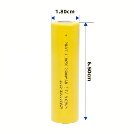 Nabíjacia batéria 18650 3,7V 2600mAh 5C, Flat-TOP