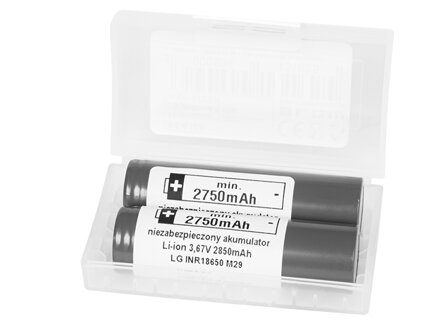 Akumulátor 18650 3,6V 2850mAh, LG , flat-top, 2ks v puzdre