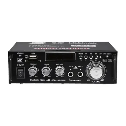 Zosilňovač BT-298A, rádio, bluetooth, prehrávač MP3, karaoke 