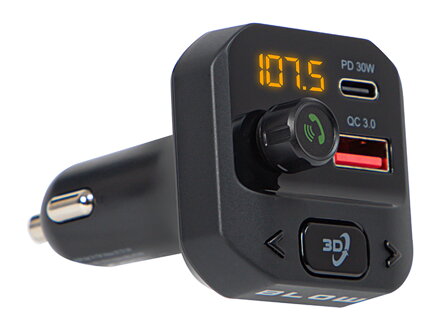 FM transmitter do auta BLOW BT 5.3 + 3D stereo, USB-C PD 30W